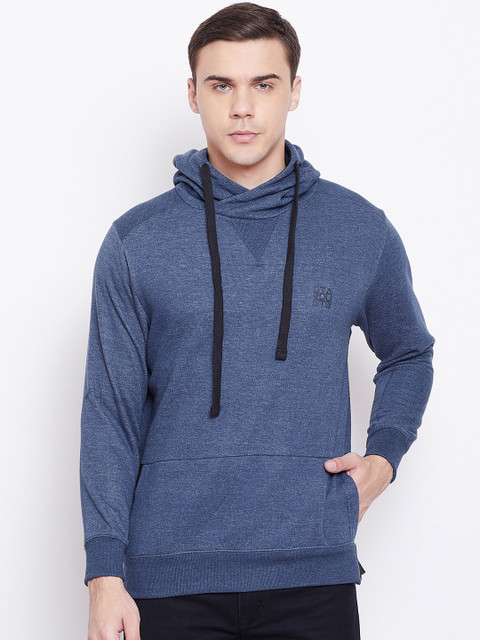 

Duke Men Navy Blue Solid Hooded Sweatshirt