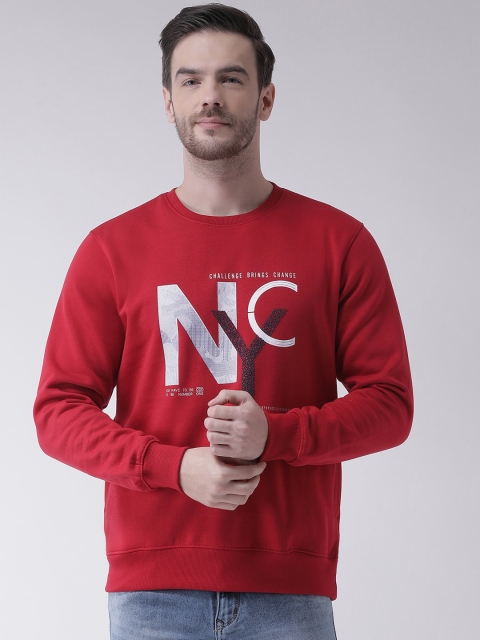

COBB Men Maroon & Grey Printed Sweatshirt