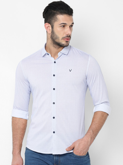 

Allen Solly Men Blue & Off-White Slim Fit Checked Casual Shirt
