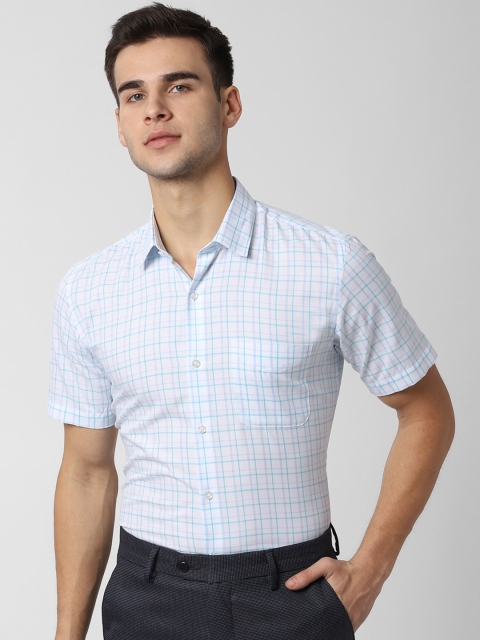 

Peter England Men Blue & Off-White Slim Fit Checked Formal Shirt