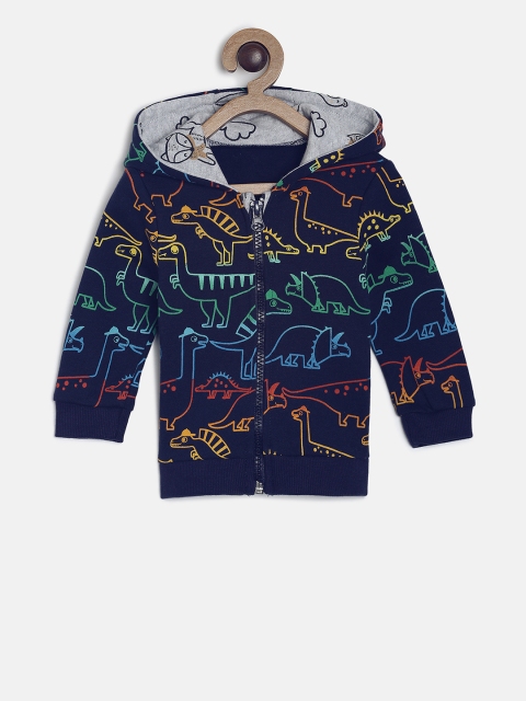 

MINI KLUB Boys Navy Blue Printed Hooded Sweatshirt