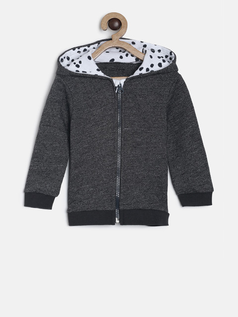 

MINI KLUB Boys Black Solid Hooded Sweatshirt