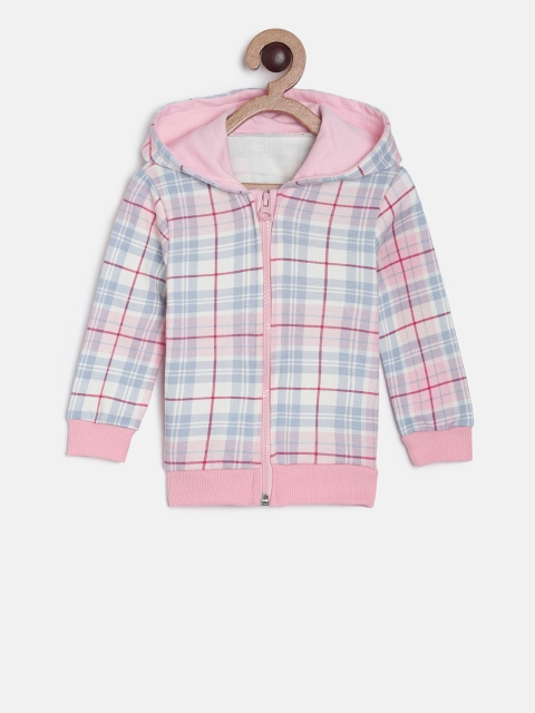 

MINI KLUB Girls White & Blue Checked Hooded Sweatshirt