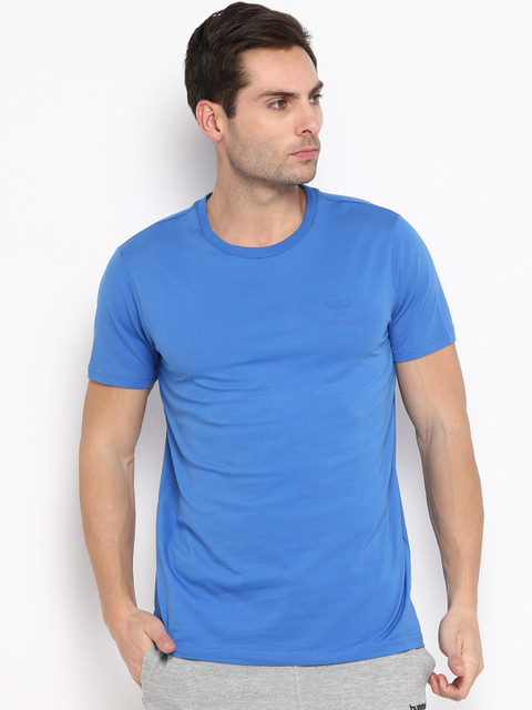 

hummel Men Blue Solid Round Neck T-shirt