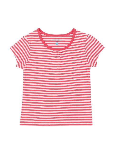 

Pantaloons Baby Girls Pink Striped Round Neck T-shirt
