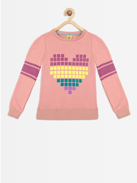

Punkster Girls Peach-Coloured Printed Sweatshirt