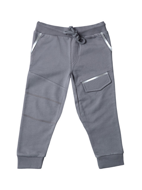 

Kid Studio Boys Grey Solid French Terry Straight-Fit Joggers