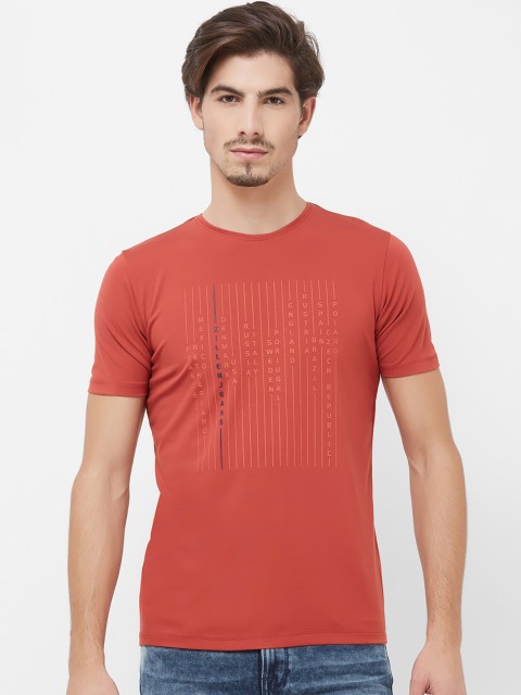 

Killer Men Rust Red Printed Round Neck T-shirt