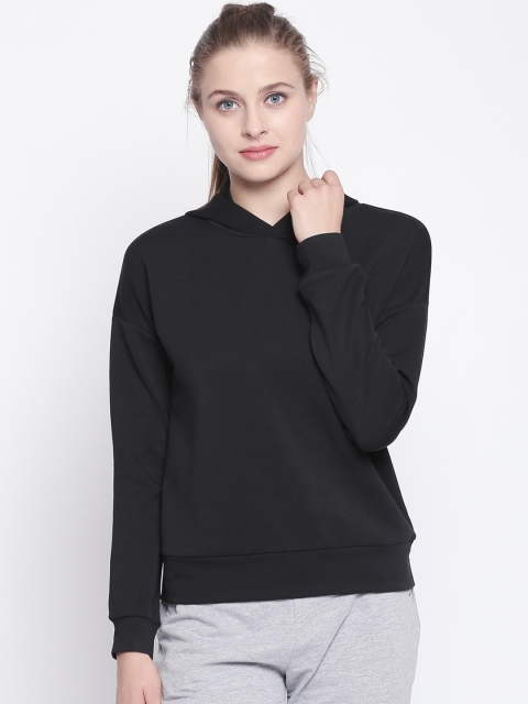 

Ajile by Pantaloons Women Black Solid Hooded Sweatshirt