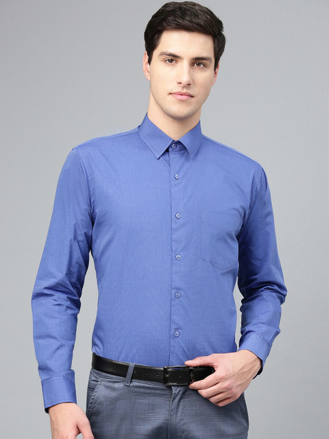 

Hancock Men Blue Premium Chambray Slim Fit Solid Formal Shirt