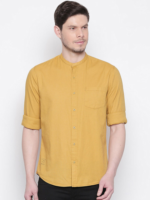 

Mufti Men Mustard Yellow Solid Original Slim Fit Casual Shirt