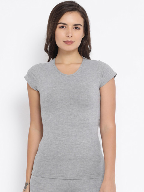 

Macrowoman W-Series Women Grey Melange Solid Thermal Top