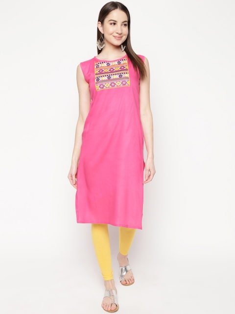 

Napra Women Pink Printed Straight Kurta