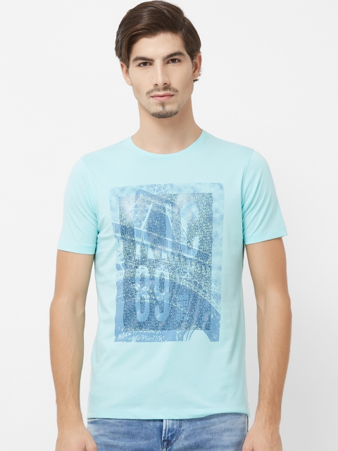 Killer Men Blue Printed Round Neck T-shirt