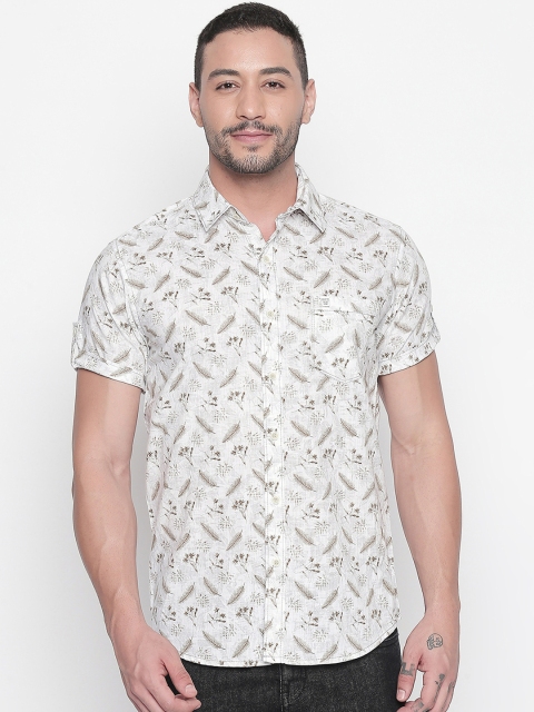 

Mufti Men White & Brown Slim Fit Printed Casual Shirt