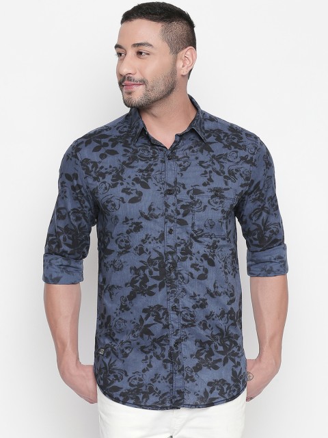 

Mufti Men Blue & Black Slim Fit Printed Casual Shirt