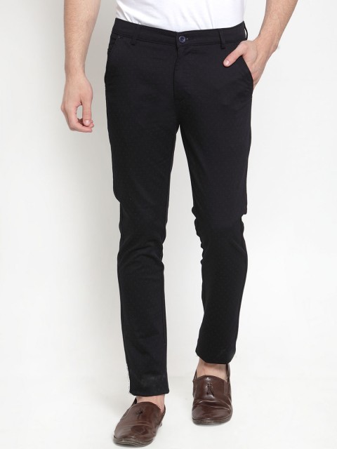 

Rodamo Men Navy Blue Slim Fit Self Design Regular Trousers
