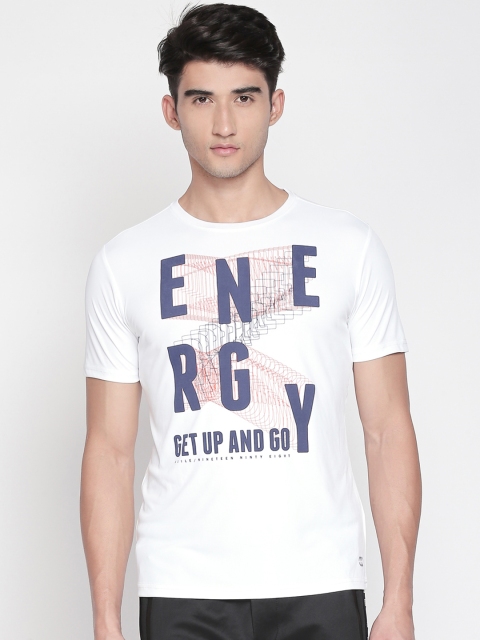 

Ajile by Pantaloons Men White Printed Slim Fit Round Neck T-shirt