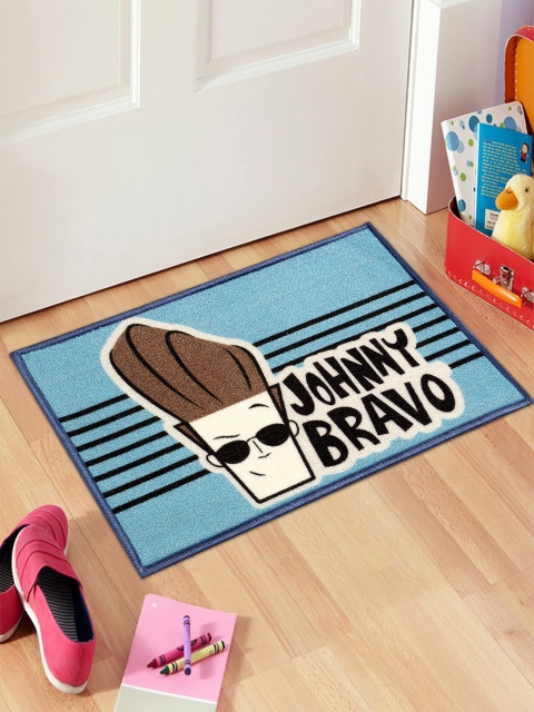 

Saral Home Kids Turquoise Blue & Black Johnny Bravo Printed Anti-Skid Doormat