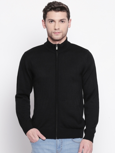 

BYFORD by Pantaloons Men Black Solid Front-Open Sweater