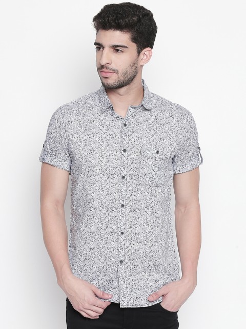 

Mufti Men Grey & Black Slim Fit Printed Casual Shirt