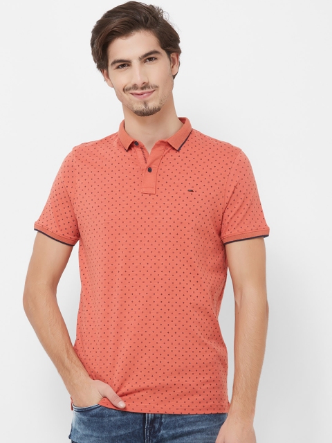 

Killer Men Rust Orange Printed Polo Collar T-shirt