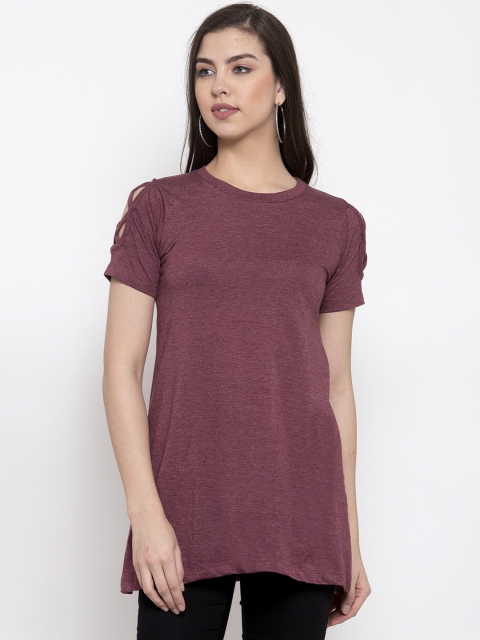 

Kalt Women Maroon Solid Round Neck T-shirt