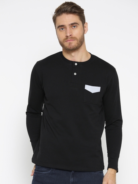 HARBORNBAY Men Black Solid Pullover Sweatshirt