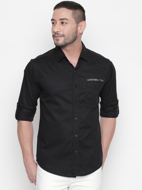 

Mufti Men Black Original Slim Fit Solid Casual Shirt