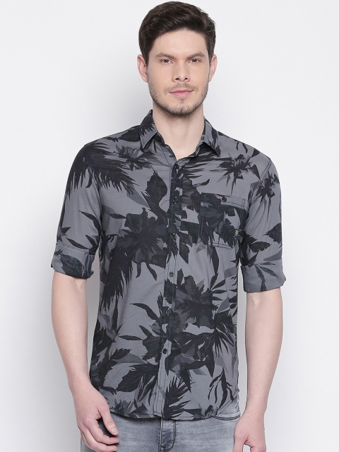 

Mufti Men Grey & Black Slim Fit Printed Casual Shirt