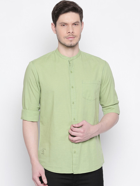

Mufti Men Lime Green Original Slim Fit Solid Casual Shirt