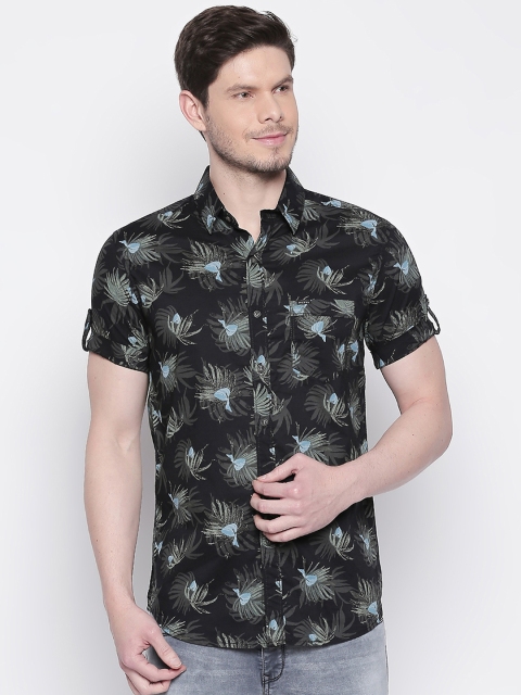 

Mufti Men Black & Blue Slim Fit Printed Casual Shirt