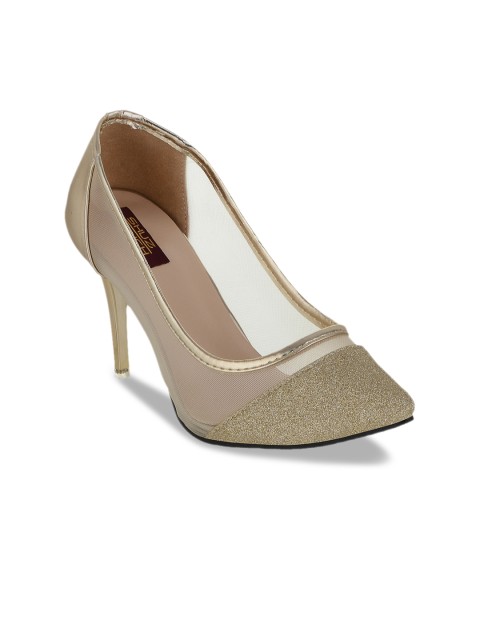

SHUZ TOUCH Women Gold-Toned Solid Pumps
