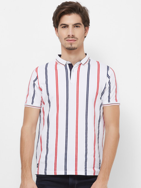 

Killer Men Red & White Striped Polo Collar T-shirt