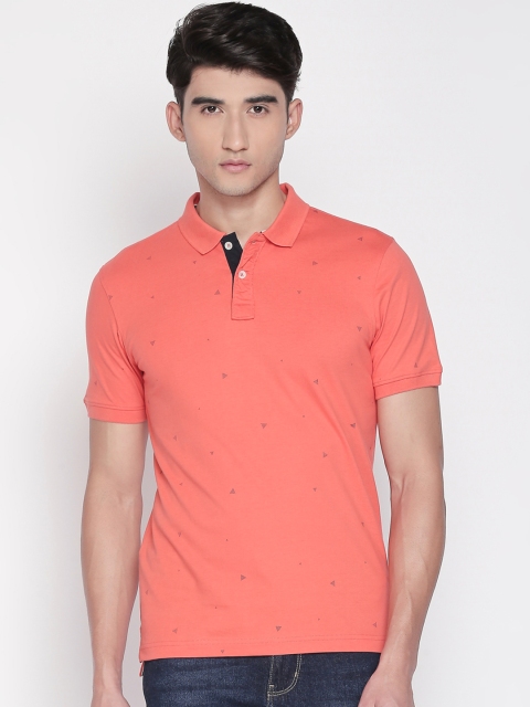

Urban Ranger by pantaloons Men Peach-Coloured & Black Printed Polo Collar T-shirt