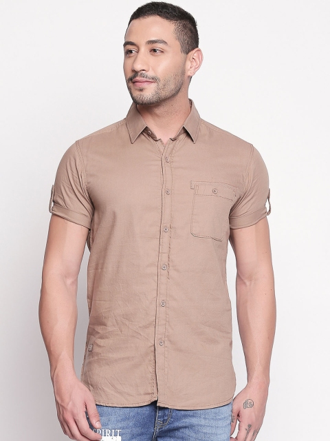 

Mufti Men Beige Solid Original Slim Fit Casual Shirt