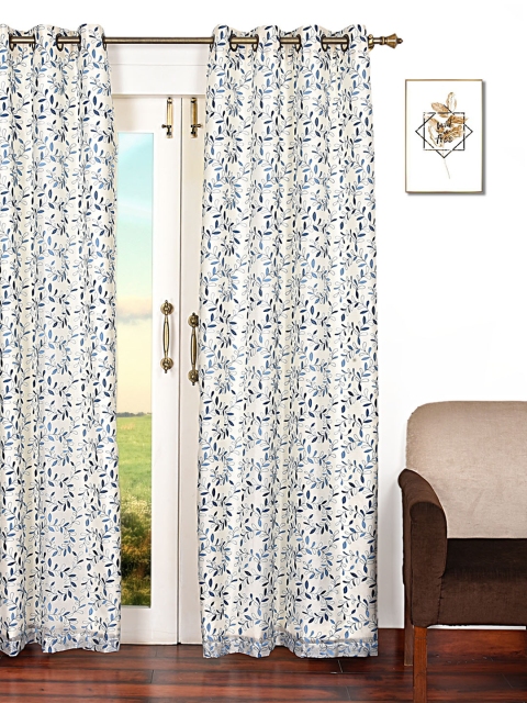 

Ariana Blue & Off-White Single Black Out Door Curtain