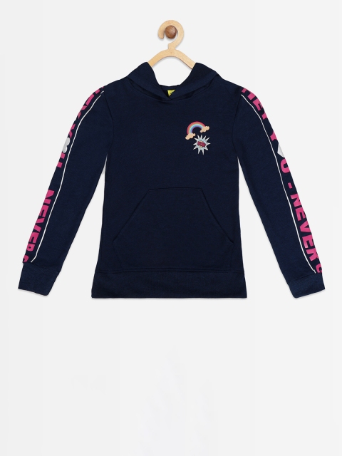 

Punkster Girls Blue Solid Hooded Sweatshirt