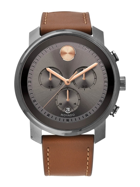 

MOVADO Men Grey Analogue Leather Watch 3600421