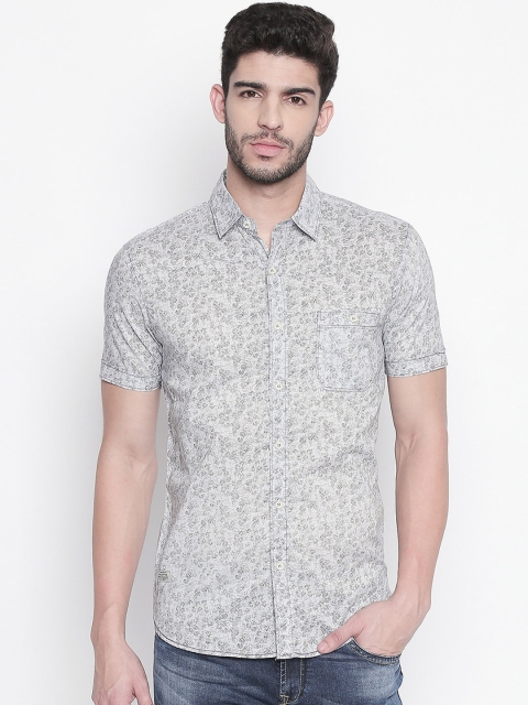 

Mufti Men Grey & Black Slim Fit Printed Casual Shirt
