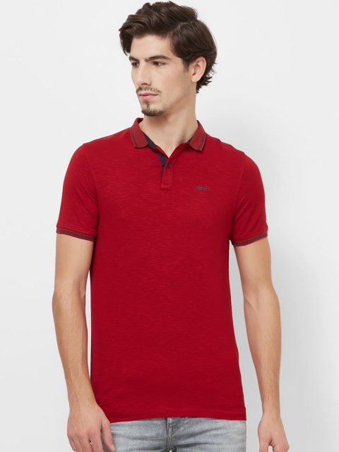 

Killer Men Red Solid Polo Collar T-shirt