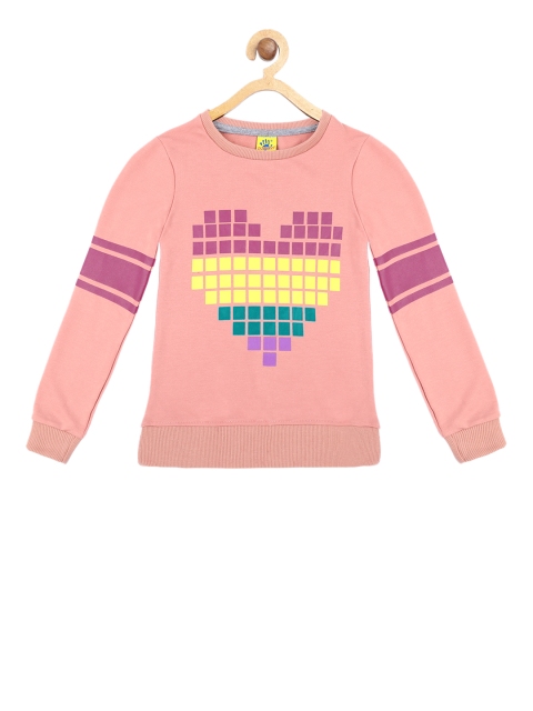 

Punkster Girls Pink Printed Sweatshirt