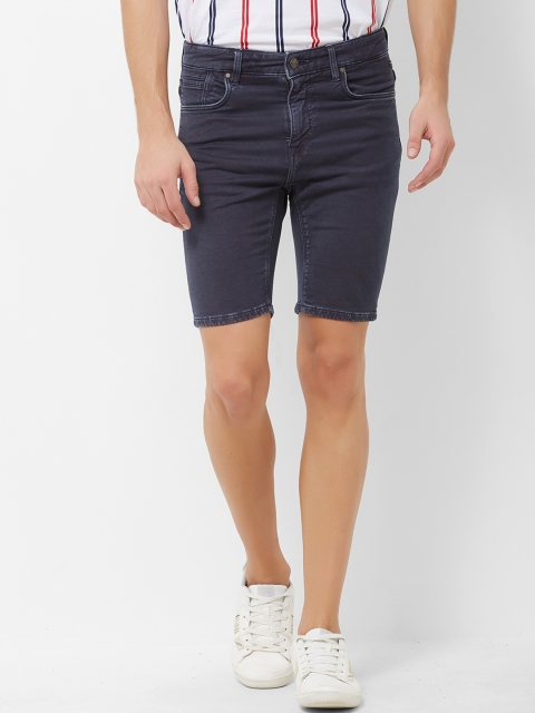 

Killer Men Navy Blue Solid Regular Fit Denim Shorts