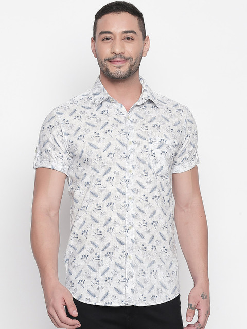 

Mufti Men White & Blue Slim Fit Printed Casual Shirt