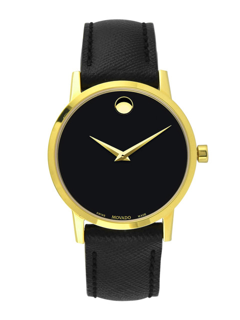 

MOVADO Men Black Analogue Leather Watch 607205