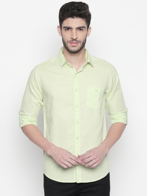 

Mufti Men Lime Green Solid Original Slim Fit Casual Shirt