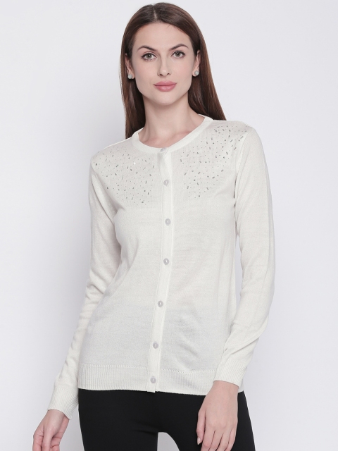 

Annabelle by Pantaloons Women Off-White Solid Cardigan Sweater