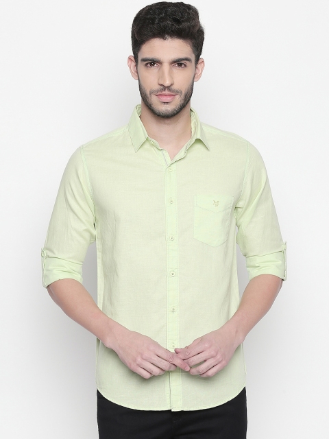 

Mufti Men Lime Green Solid Original Slim Fit Casual Shirt