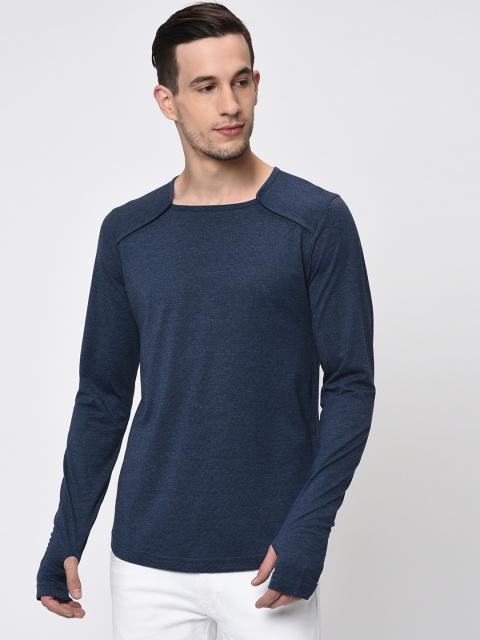 

Rigo Men Navy Blue Solid Round Neck T-shirt