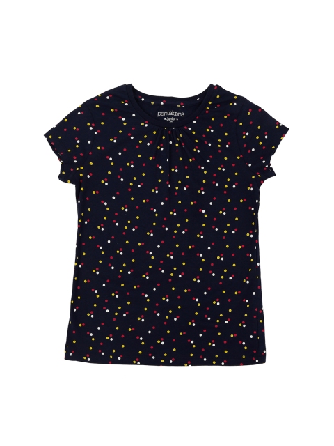 

Pantaloons Junior Girls Navy Blue Printed Round Neck T-shirt